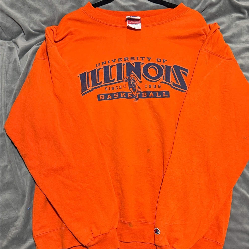 Champion Orange Illinois Basketball Crewneck Sweatshirt